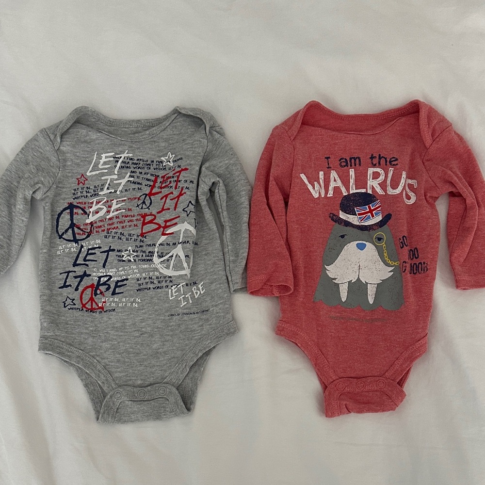 Gray and Red Graphic Kids One Pieces - The Beatles